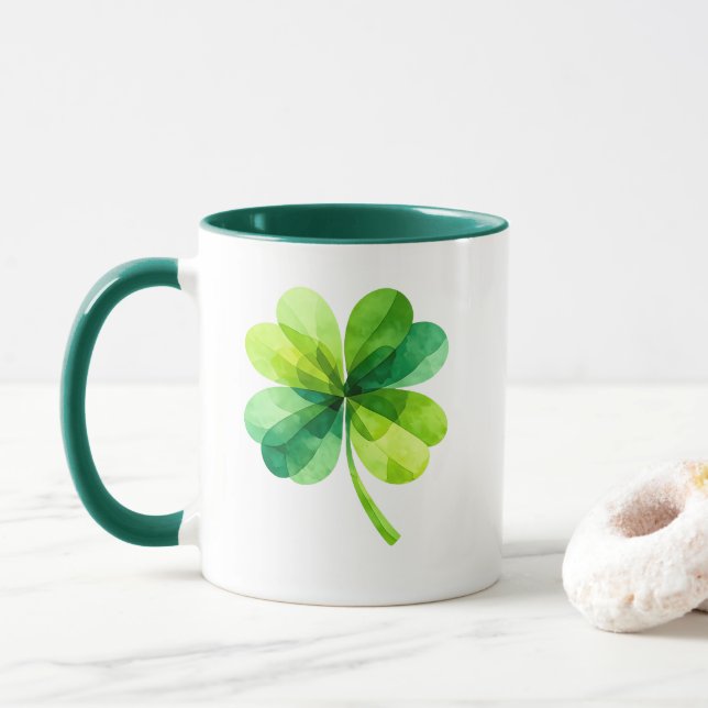 Geometric Four Leaf Clover St. Patrick's Day Mug Mugg (Med munk)