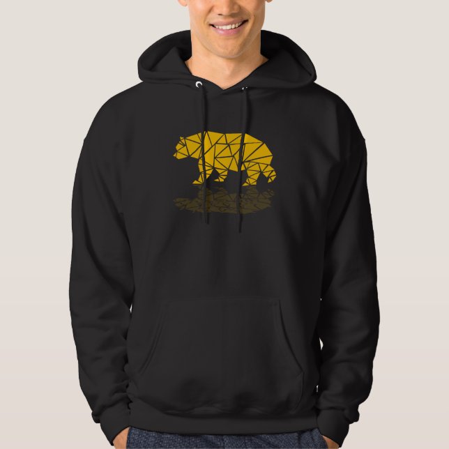 Geometric Fractal Pattern Shapes Bear Animal Hoodie (Framsida)
