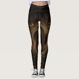 Geometric Fractalers Black Guld Brown Elegant Leggings