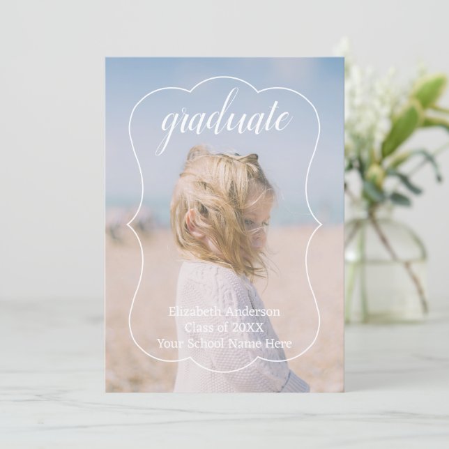 Geometric Frame Kids Photo Graduation Meddelande (Stående Fram)