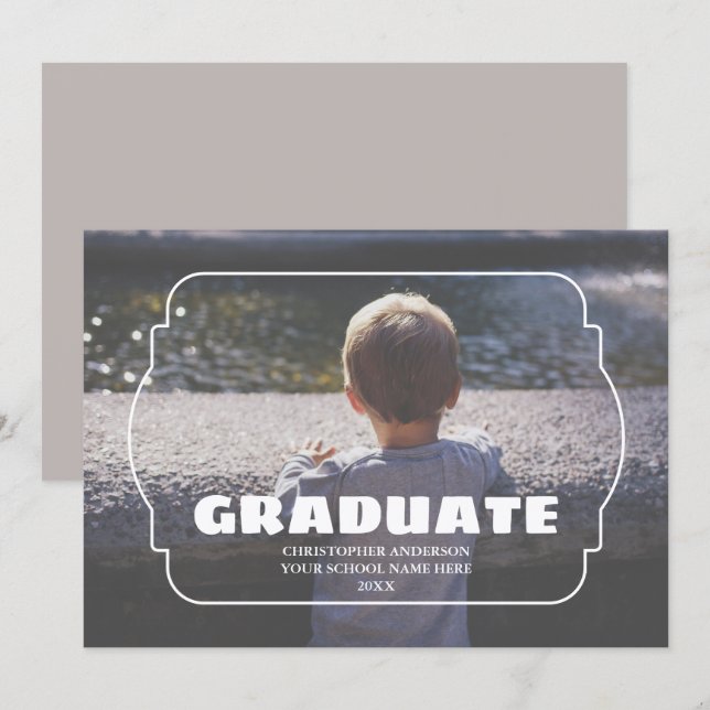 Geometric Frame Kids Photo Graduation Meddelande (Fram/baksida)