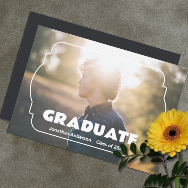 Geometric Frame Photo Graduation Announcement Meddelande (Skapare uppladdad)