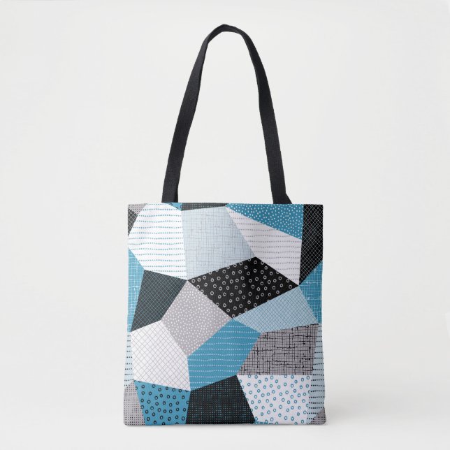 Geometric Freehand Teckning Patchwork Tiles Tygkasse (Framsida)