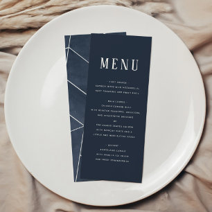 Geometric Gala Menu för marin blå vattenfärg Meny