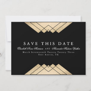 Geometric Gatsby Guld Faux Foil Spara detta datum Meddelande