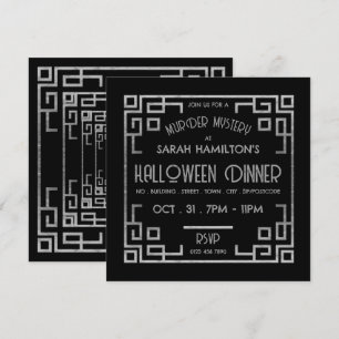 Geometric Gatsby Stil, Murder Mysemination Hallowe Inbjudningar