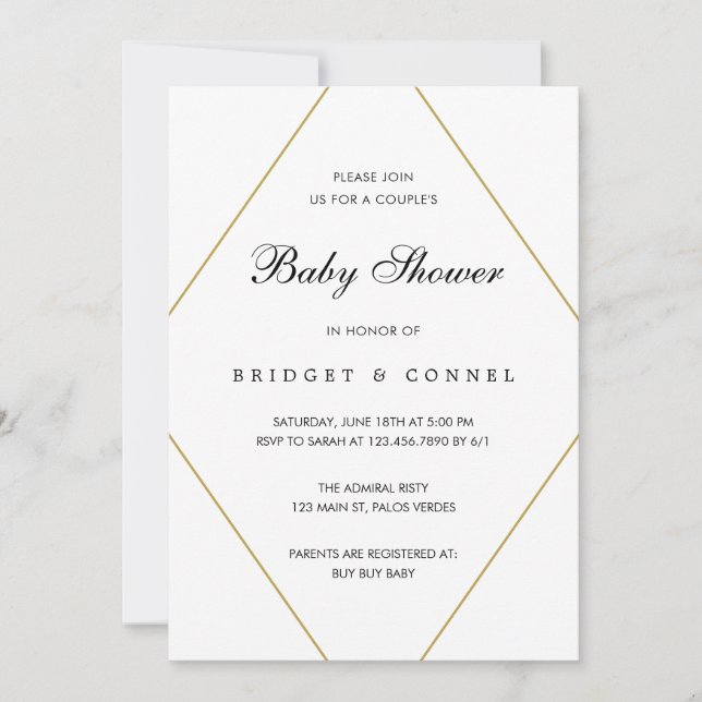 Geometric Gender Neutral Par Baby Shower Inbjudningar (Framsida)