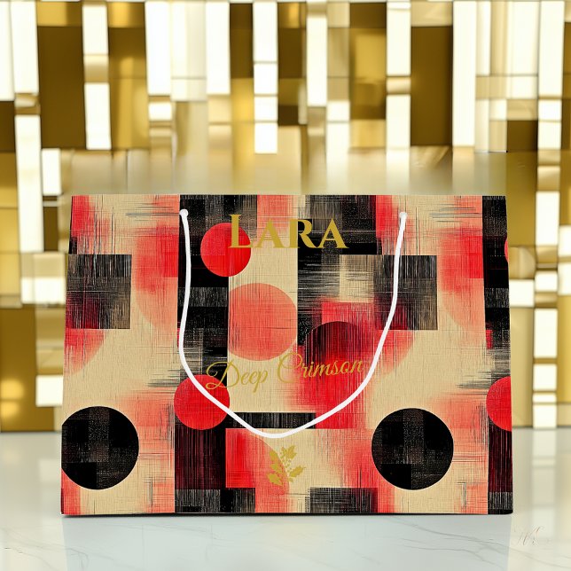 Geometric Gift Bag-Abstrakten Crimson & Beige (Skapare uppladdad)