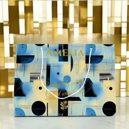 Geometric Gift Bag-Abstrakten Earthy Blue & Guld