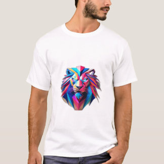 Geometric Glitch Lejon: Edgy och modern T-Shirt