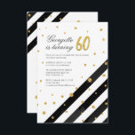 Geometric Glitter Black White Rand 60:e födelsedag Inbjudningar<br><div class="desc">Skicka ut inbjudningarna till den kommande milstolpen party med vår 60:e födelsedag med Glitter Svarta vita Rand. Den har en vacker botanisk vattenfärgsblomning. Anpassa bara detaljerna i party genom att klicka på anpassningsknappen om du vill ordna om och formatera stil och placera texten. TIP: Lägg till våra kompletterande eller matchande...</div>