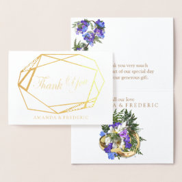 Geometric Gold Foil Jacaranda THANK You Card Folierat Kort