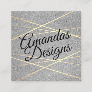 Geometric Gold Foil med Glitter Fyrkantigt Visitkort