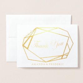 Geometric Gold Foil Violet Flower THANK DU Card Folierat Kort
