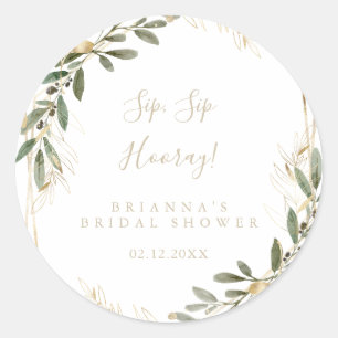 Geometric Gold Sip Sip Hooray Bröllopsdusch Runt Klistermärke