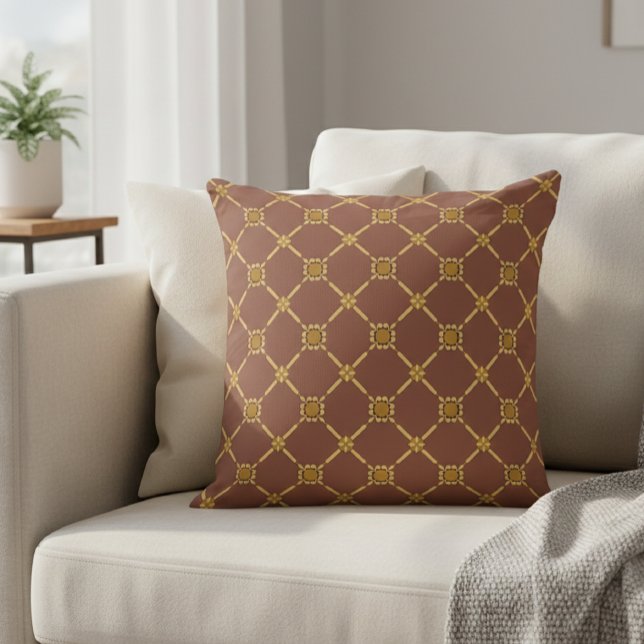 Geometric Gold Trellis Pattern Decorative Pillow  Kudde (Skapare uppladdad)