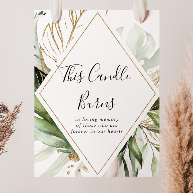 Geometric Gold Tropical Ljuset Brinner Skylt (Skapare uppladdad)