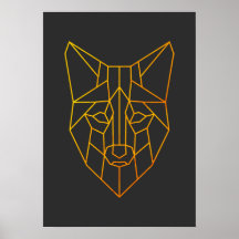 Geometric golden fox animal modern willife art