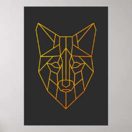 Geometric golden fox animal modern willife art poster