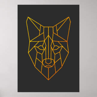 Geometric golden fox animal modern willife art poster