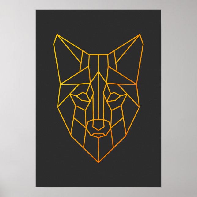 Geometric golden fox animal modern willife art poster (Framsidan)