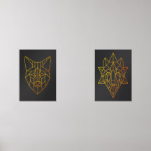 Geometric golden fox och varg animal willife art