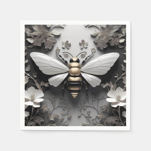 Geometric Golden Honeybee Art Pappersservett (Framsidan)