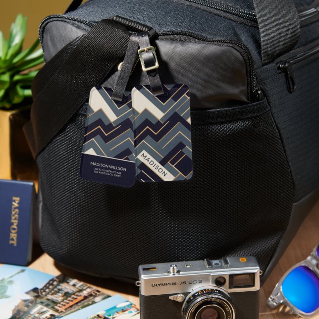 Geometric Golden-illustration Bagagebricka (Fram & Baksida)