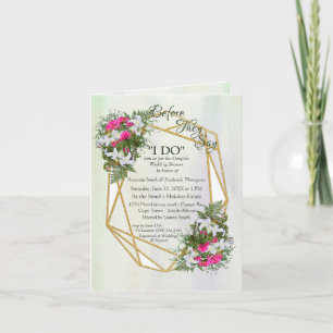 Geometric Goldglitter Flower Bouquet Couple Shower Inbjudan