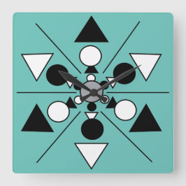 Geometric Grått Black White Modern Minimalist Fyrkantig Klocka