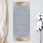 Geometric Grått Deco Guld Gatsby Bröllop Meny<br><div class="desc">Upplev den Underbara Gatsby-trenden med den här designen - med ett rackkort eller en bröllopsmeny. Antikell för ett underbart temat bröllop. Vintage Snyggt Boho bröllop. En formell utformning av eleganten Geometric Deco Underbar Gatsby Fantastisk design med art deco linjer i Underbara Gatsby stil. Mycket trendig, modernt och edgy. Gold Foil...</div>