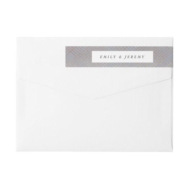 Geometric Grått Guld Gatsby Bröllop Etikettband (Baksidan)