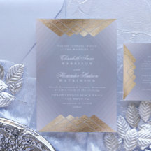Geometric Grått Guld Gatsby Calligraphy Bröllop