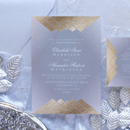 Geometric Grått Guld Gatsby Calligraphy Bröllop Inbjudningar