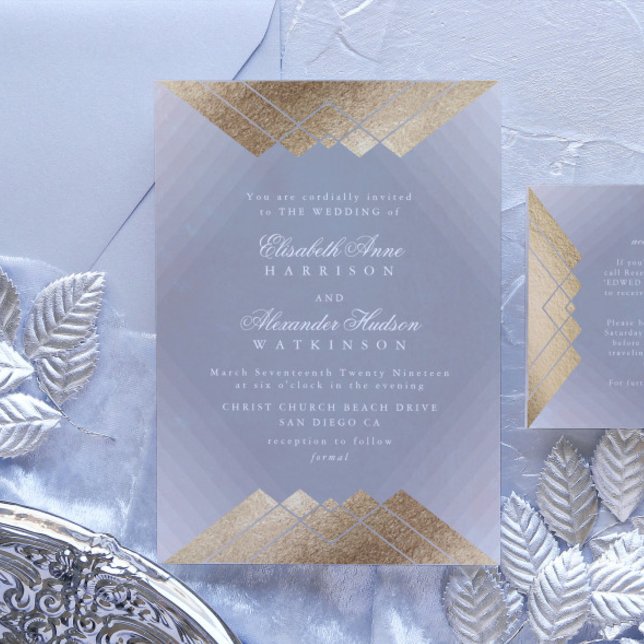 Geometric Grått Guld Gatsby Calligraphy Bröllop Inbjudningar (Invitation showcasing suite - additional items (bought separately))