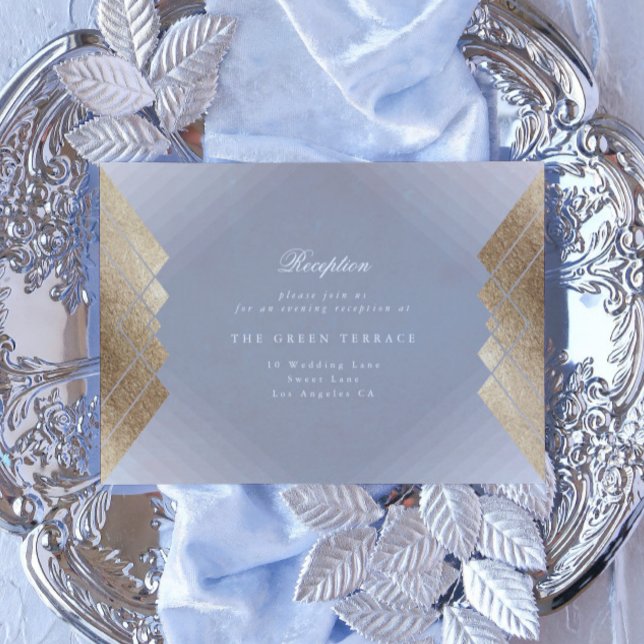 Geometric Grått Guld Gatsby Wediting Card Tilläggskort (Skapare uppladdad)