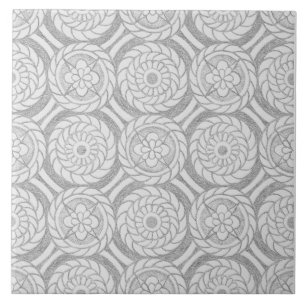 Geometric Grått Mönster Abstrakt Circles Kakelplatta