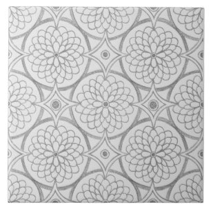 Geometric Grått Mönster Abstrakt Circles Kakelplatta