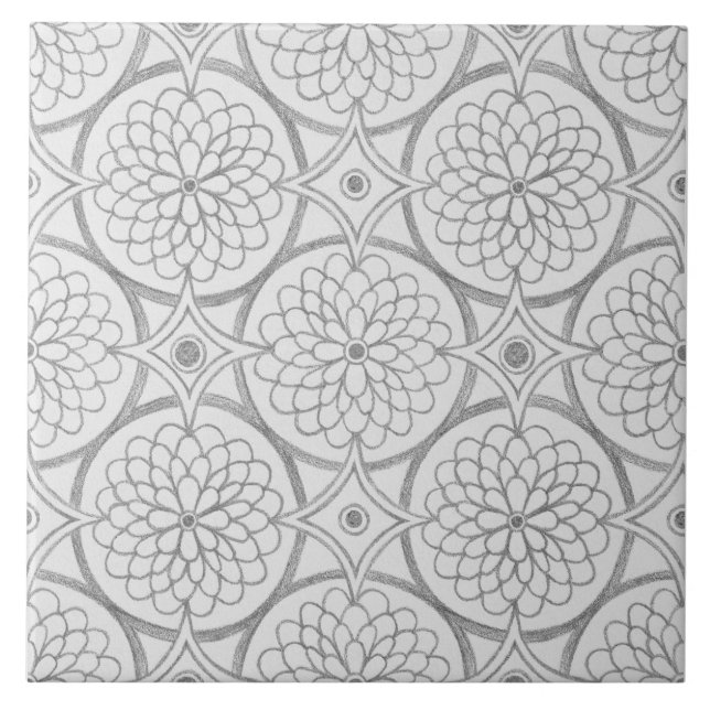Geometric Grått Mönster Abstrakt Circles Kakelplatta (Framsidan)