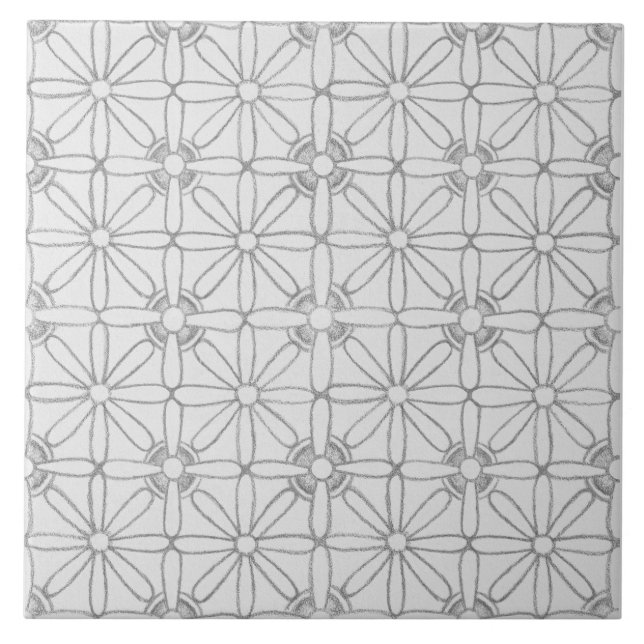 Geometric Grått Mönster Kakelplatta (Framsidan)