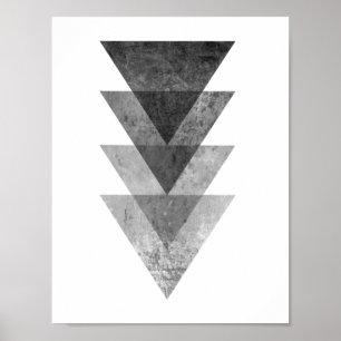 Geometric Grått Triangles Poster
