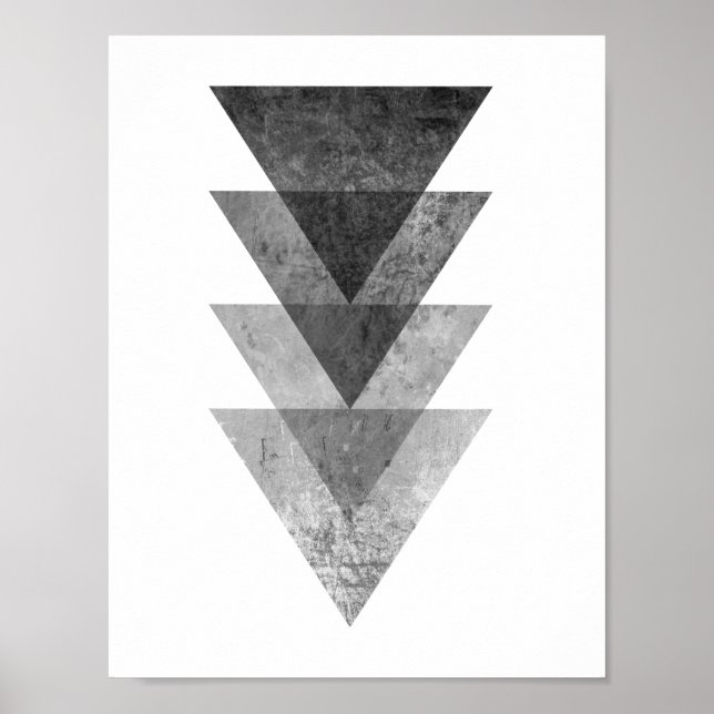 Geometric Grått Triangles Poster (Framsidan)