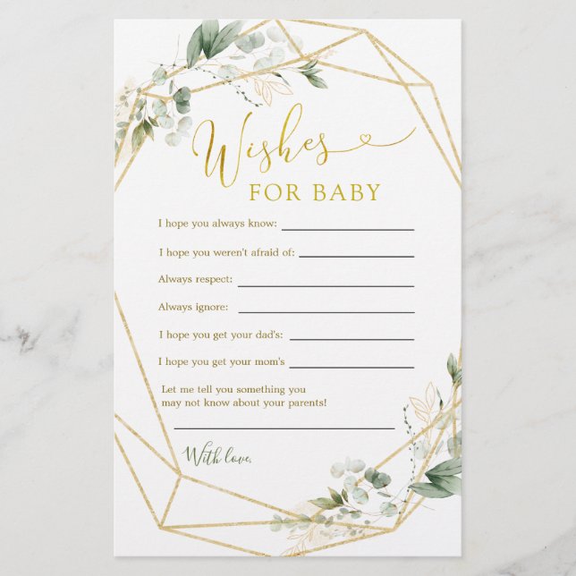 Geometric Greenery Baby i Bloom Önskemål för Baby (Framsida)