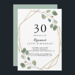 Geometric Greenery Eucalyptus 30års födelsedag Par Inbjudningar<br><div class="desc">Denna inbjudan till den geometriska gröna eucalyptus 30års födelsedag-partyn är perfekt för en enkel födelsedagsfest. Konstruktionen har hand- borrad botanisk grönt eucalyptus grenar och löv som adorerar geometriskt ramar.</div>