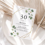Geometric Greenery Eucalyptus 30års födelsedag Par Inbjudningar<br><div class="desc">Denna inbjudan till den geometriska gröna eucalyptus 30års födelsedag-partyn är perfekt för en enkel födelsedagsfest. Konstruktionen har hand- borrad botanisk grönt eucalyptus grenar och löv som adorerar geometriskt ramar.</div>