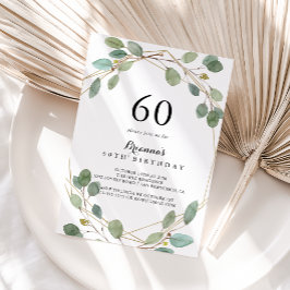 Geometric Greenery Eucalyptus 60:e Födelsedagsfest Inbjudningar