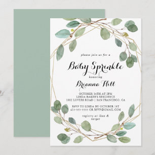 Geometric Greenery Eucalyptus Baby Sprinkle Inbjudningar