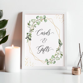 Geometric Greenery Eucalyptus Cards and Gifts Sign Poster