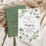 Geometric Greenery Eucalyptus Front & Back Bröllop Inbjudningar<br><div class="desc">Den här geometriska gröna eukalyptus-inbjudan på framsidan och baksidan av bröllopet är perfekt för ett bröllop. Utformningen har handdragna botaniska gröntar eukalyptus grenar och löv som adorerar elegant guld ram. Spara papper genom att på baksidan av inbjudan ange mer information i stället för på ett separat visitkort.</div>