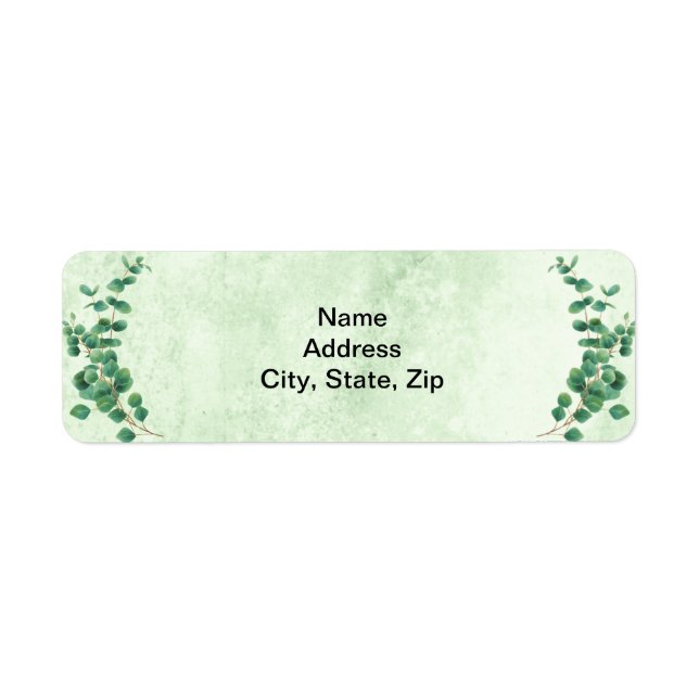 Geometric Greenery Eucalyptus Löv Address Label Returadress Etikett (Framsidan)